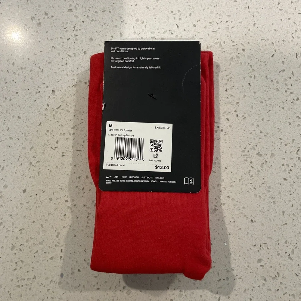 Nike, Classic II Cushion Over-the-Calf Soccer Socks Red/White, Mens 6-8 NWT